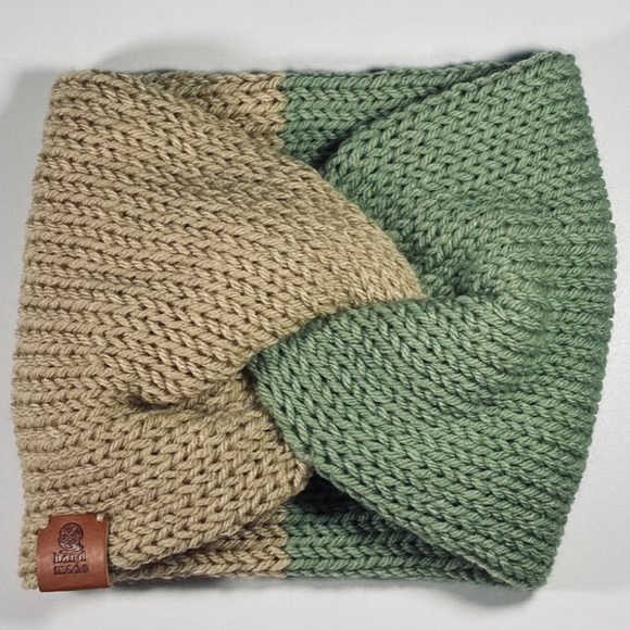 Homemade sage green and tan twist headband - Picture 1 of 1